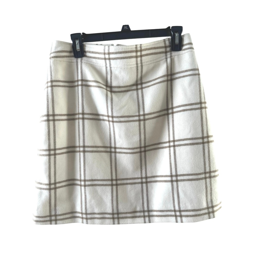 J.Crew Ivory Tan‎ Plaid Wool Blend Mini Skirt Size 8 NWT Preppy, Romantic